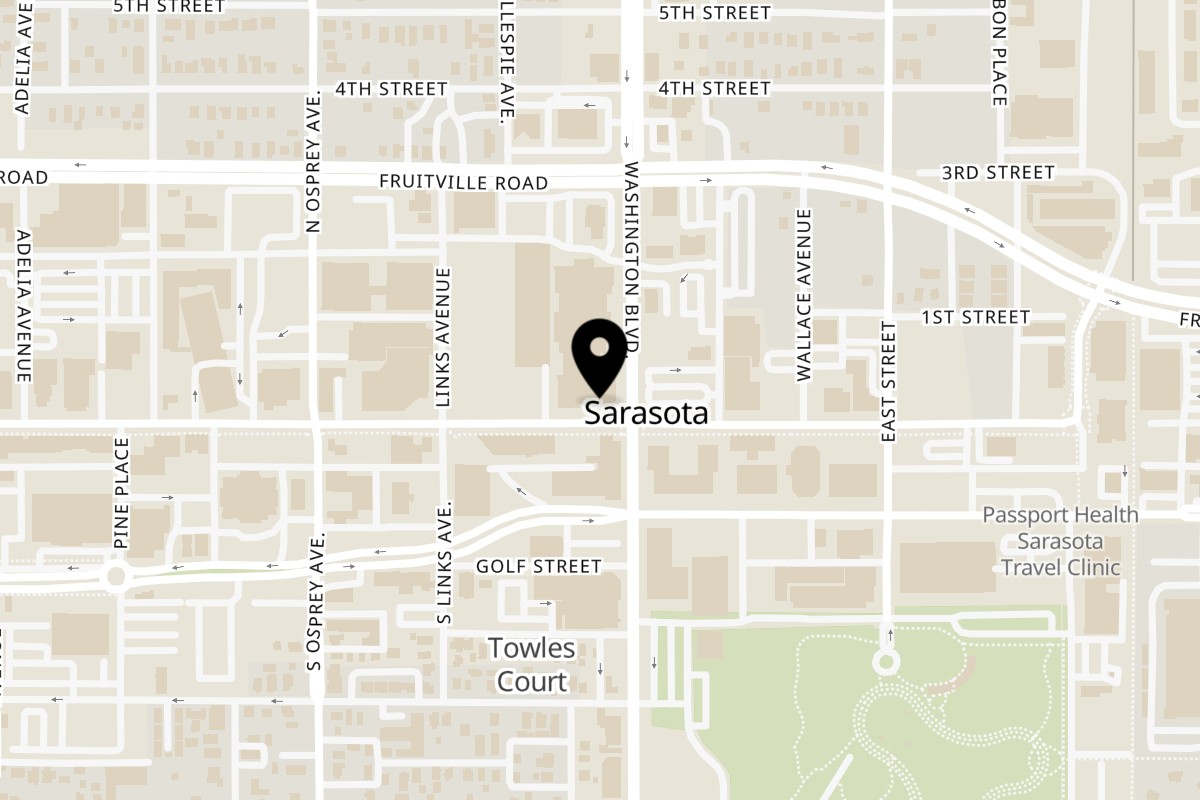 Map showing the location of IL Panificio Sarasota 1995 Main St on 1995 Main St in Sarasota